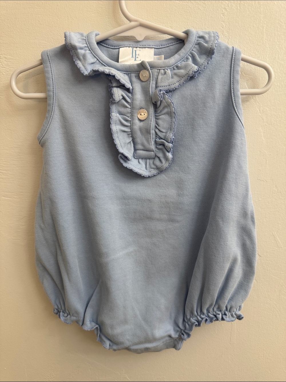 Little English Light Blue Ruffle Romper